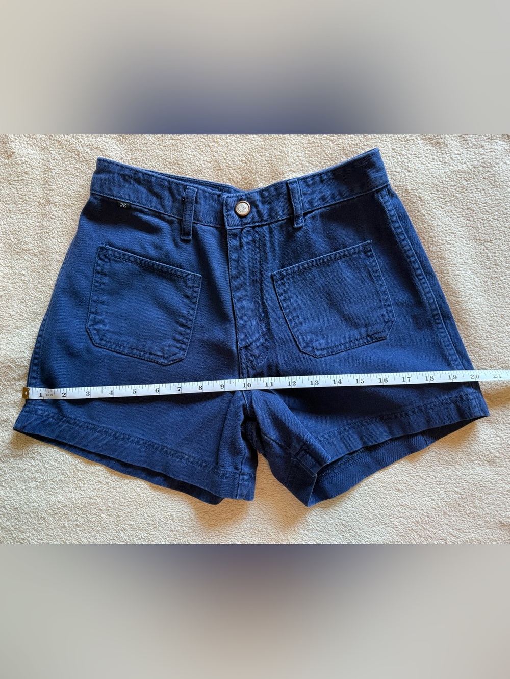 Women’s Vintage Navy Blue Casual Pocket Shorts